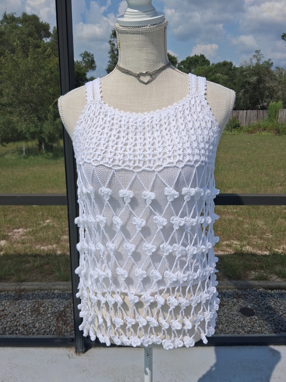 Sacred Threads White Crochet Overlay Tank Top Size Small